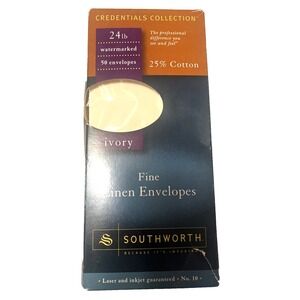 Southworth Fine Linen Envelopes 40 Only 24lb 25% Cotton Ivory No.10